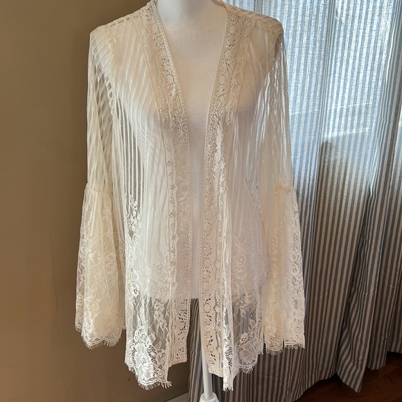 Xhilaration Tops - Exhilaration lace kimono size XL cream color. Bell sleeves. Worn only once